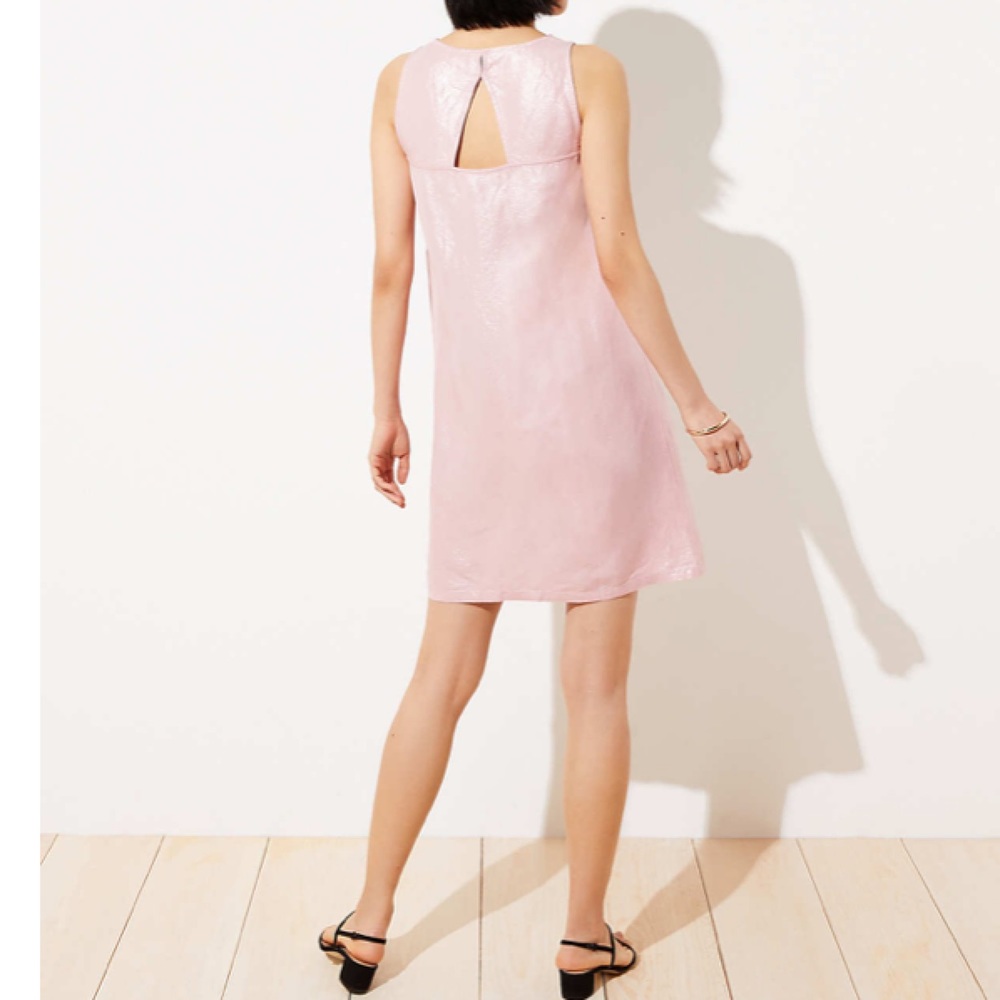 LOFT Shimmer Cutout Back Shift Dress